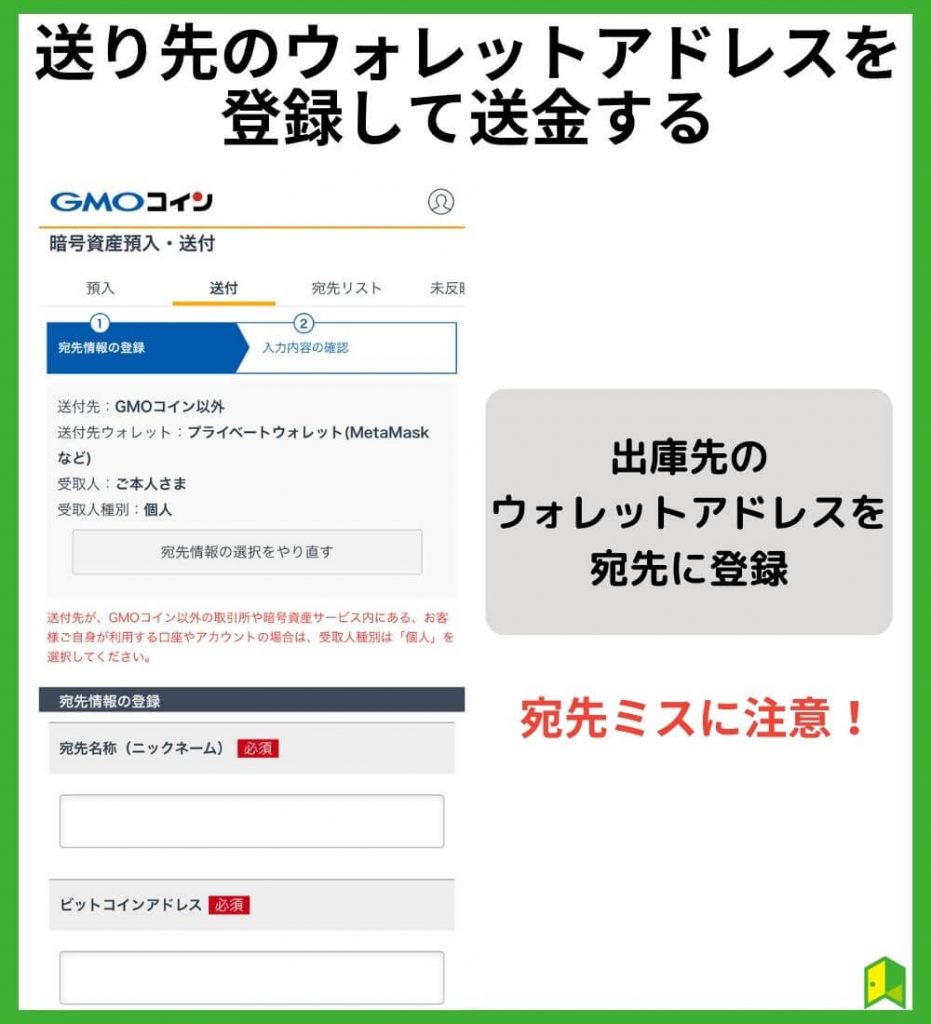 送り先のウォレットアドレスを登録して送金する