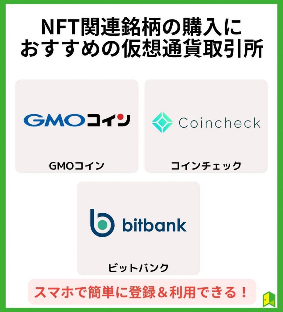 NFT関連銘柄の購入におすすめの仮想通貨取引所