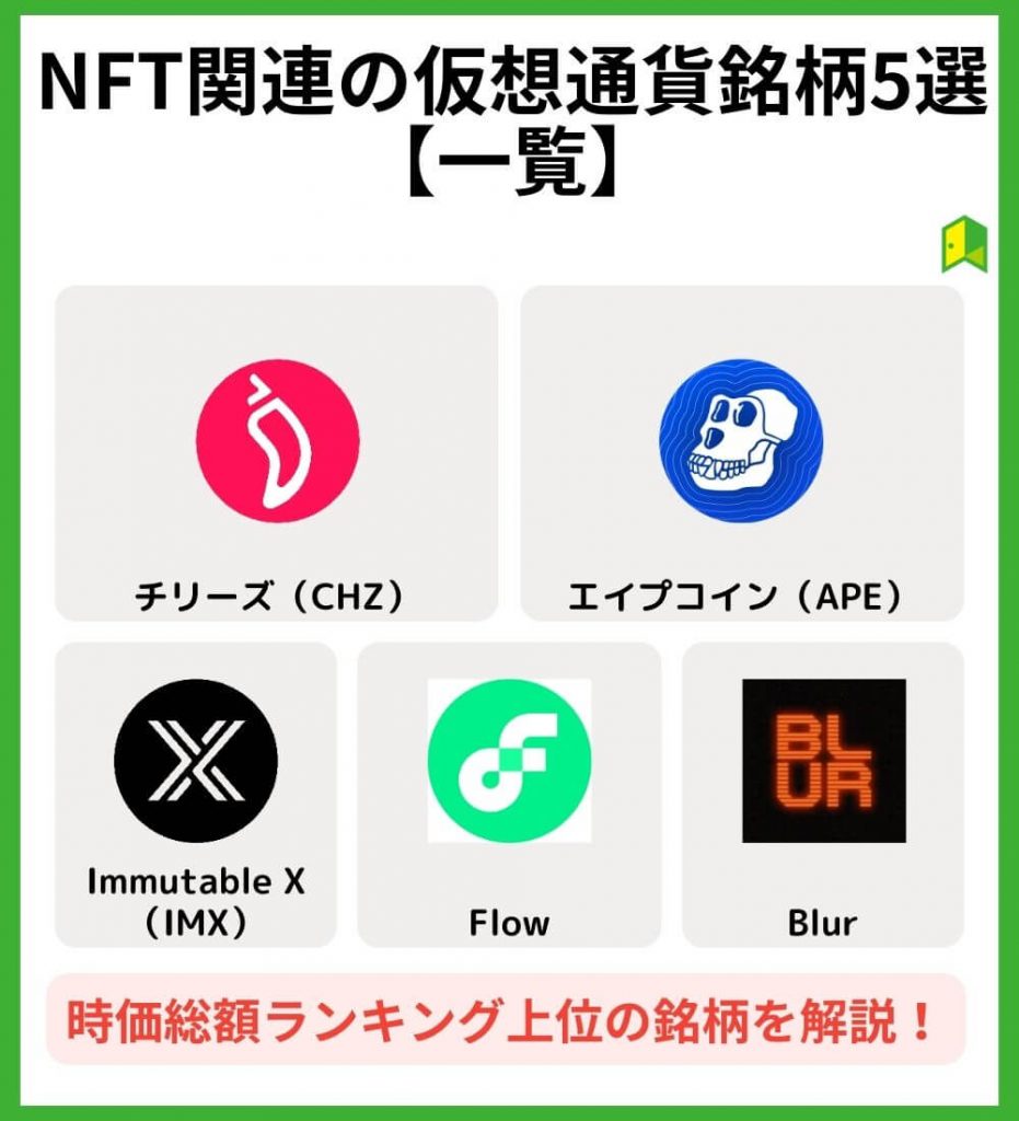 NFT関連の仮想通貨銘柄5選【一覧】