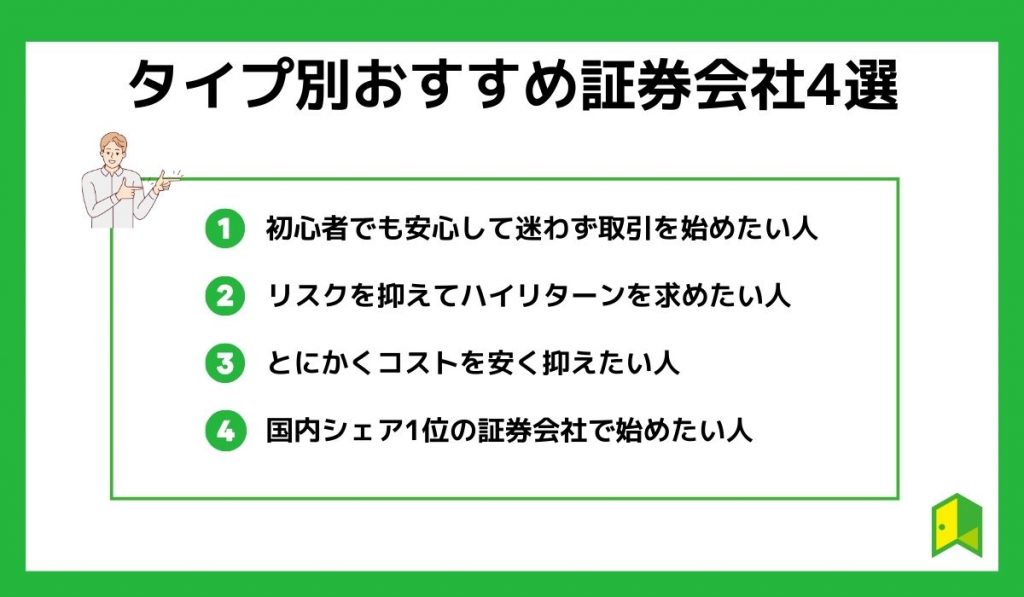 タイプ別おすすめ証券会社