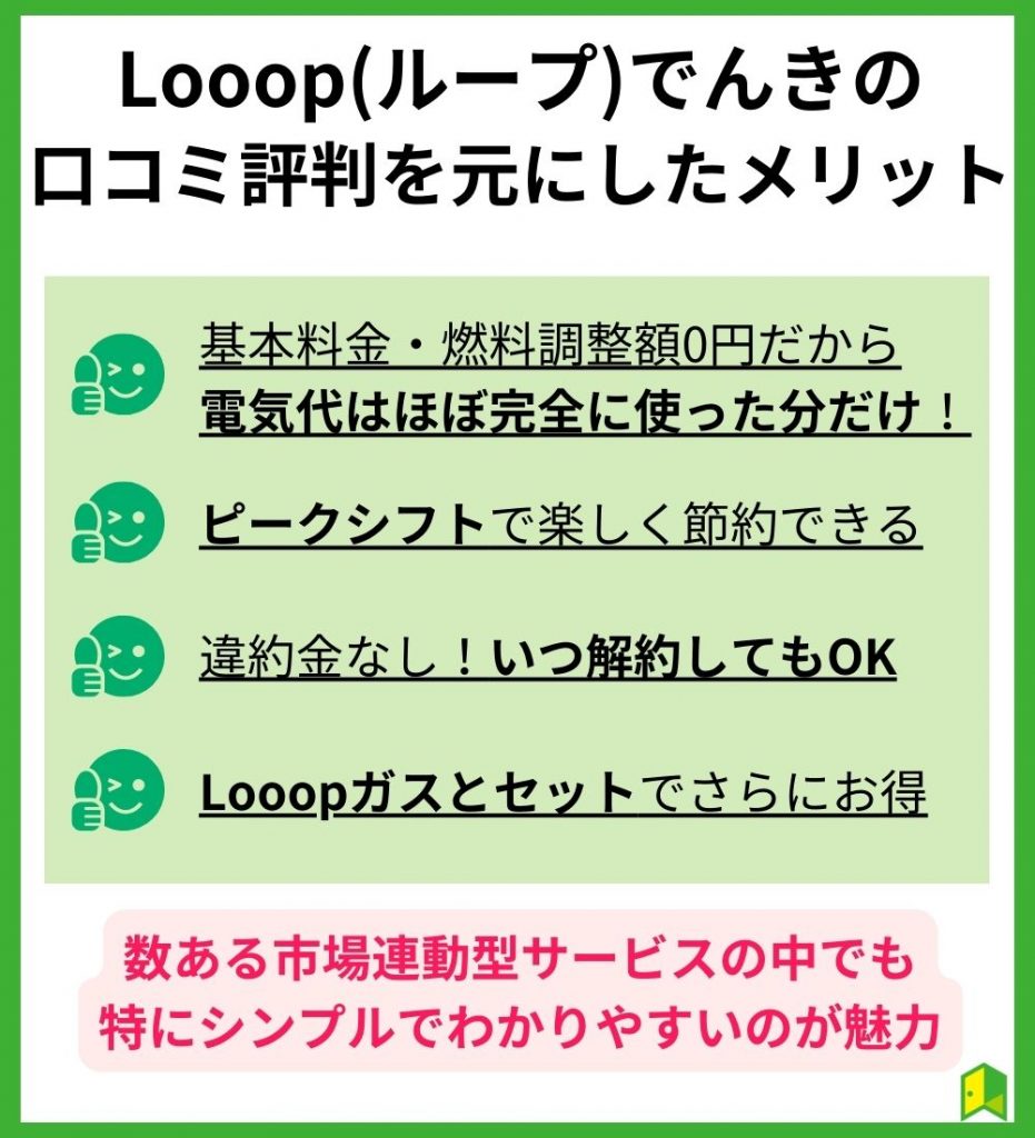 Looop(ループ)でんきの口コミ評判を元にしたメリット4つ