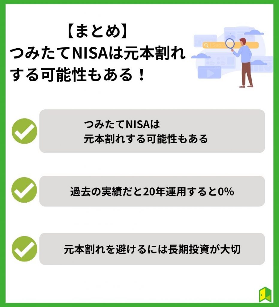 【まとめ】つみたてNISAは元本割れする可能性もある！