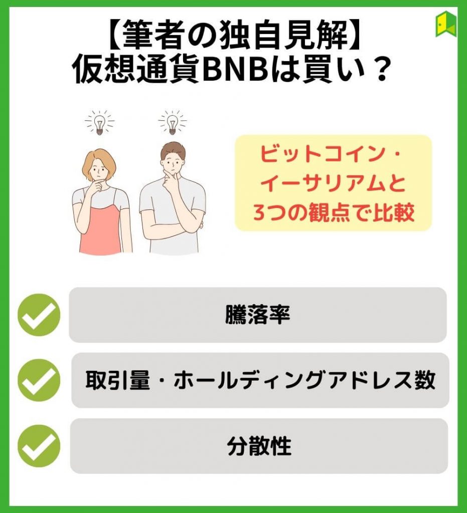 【筆者の独自見解】BNBは買い？他の銘柄と4項目を比較