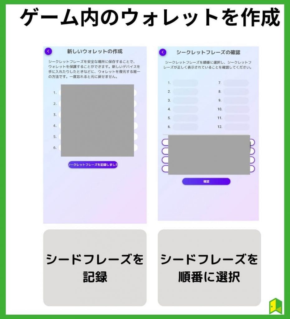 ゲーム内のウォレットを作成