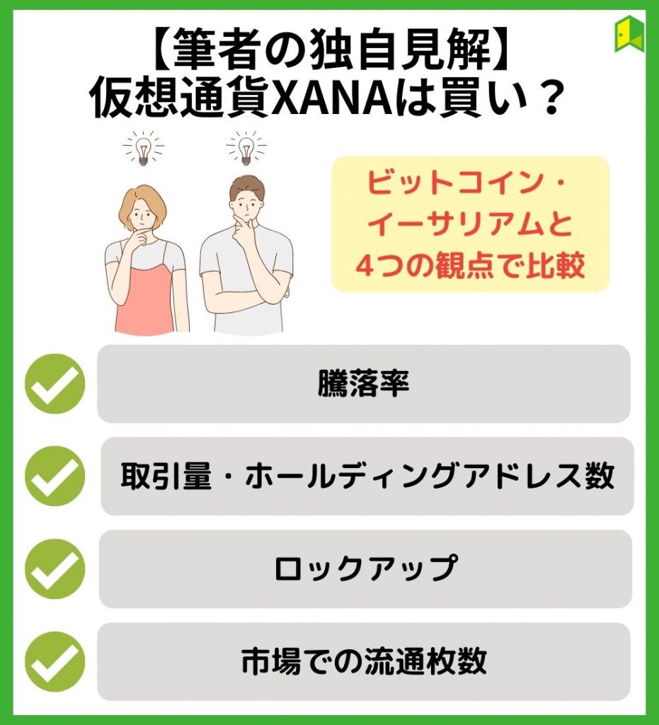 【筆者の独自見解】仮想通貨XANAは買い？他の銘柄と4項目を比較