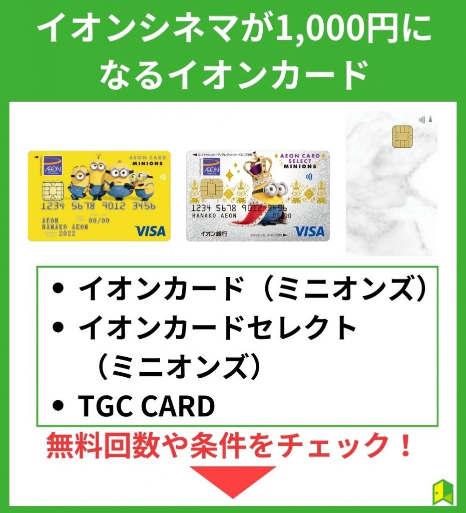 イオンシネマが1,000円になるイオンカードは3種類