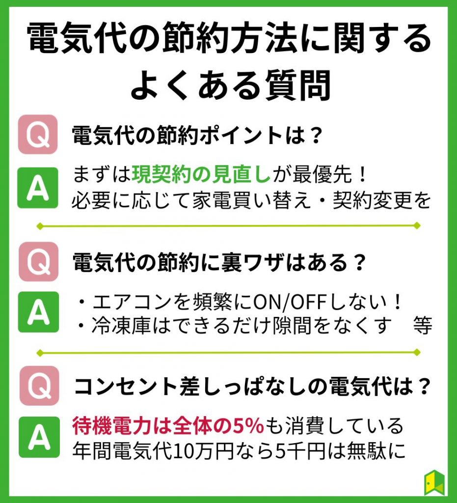 電気代の節約方法に関するよくある質問