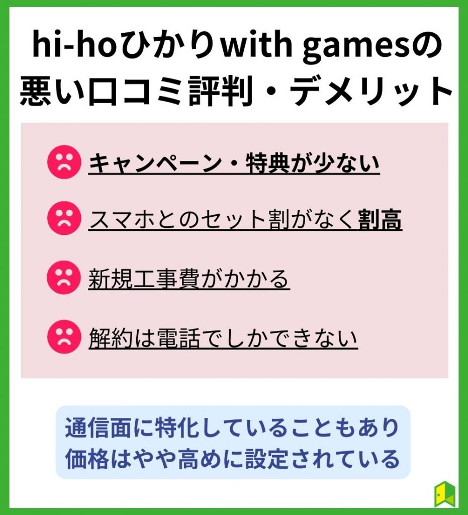 hi-hoひかりwith gamesの悪い口コミ評判・デメリット