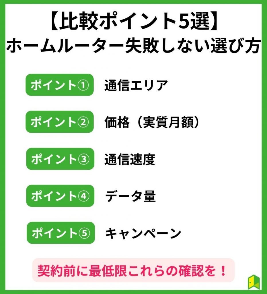 【比較ポイント5選】ホームルーター(置くだけWi-Fi)の失敗しない選び方