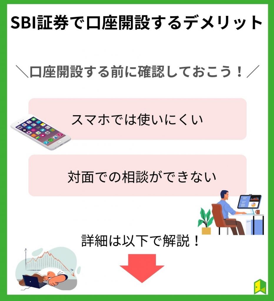 SBI証券で口座開設するデメリット