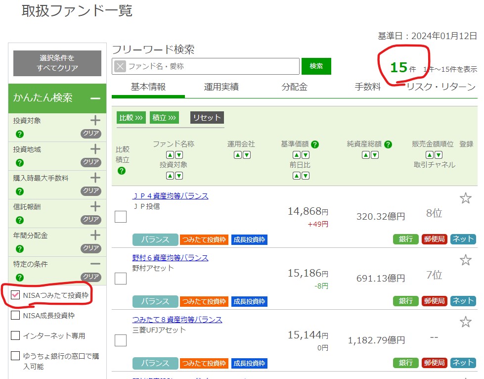 ゆうちょ銀行のNISAつみたて商品