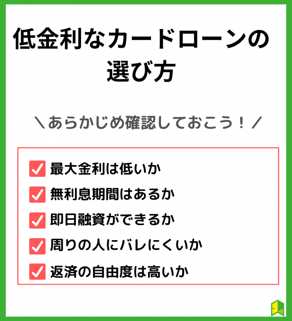 金利の安いカードローンを選ぶ際の5つのポイント