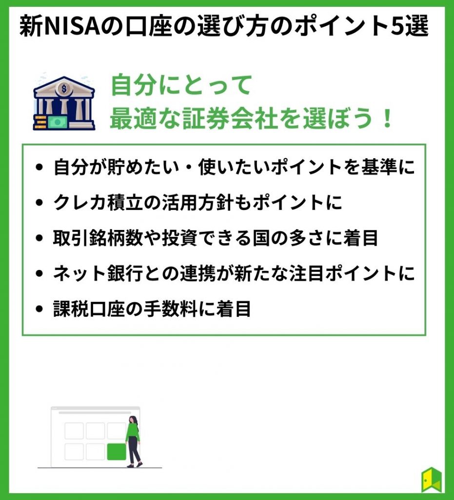 新NISAの口座の選び方のポイント5選