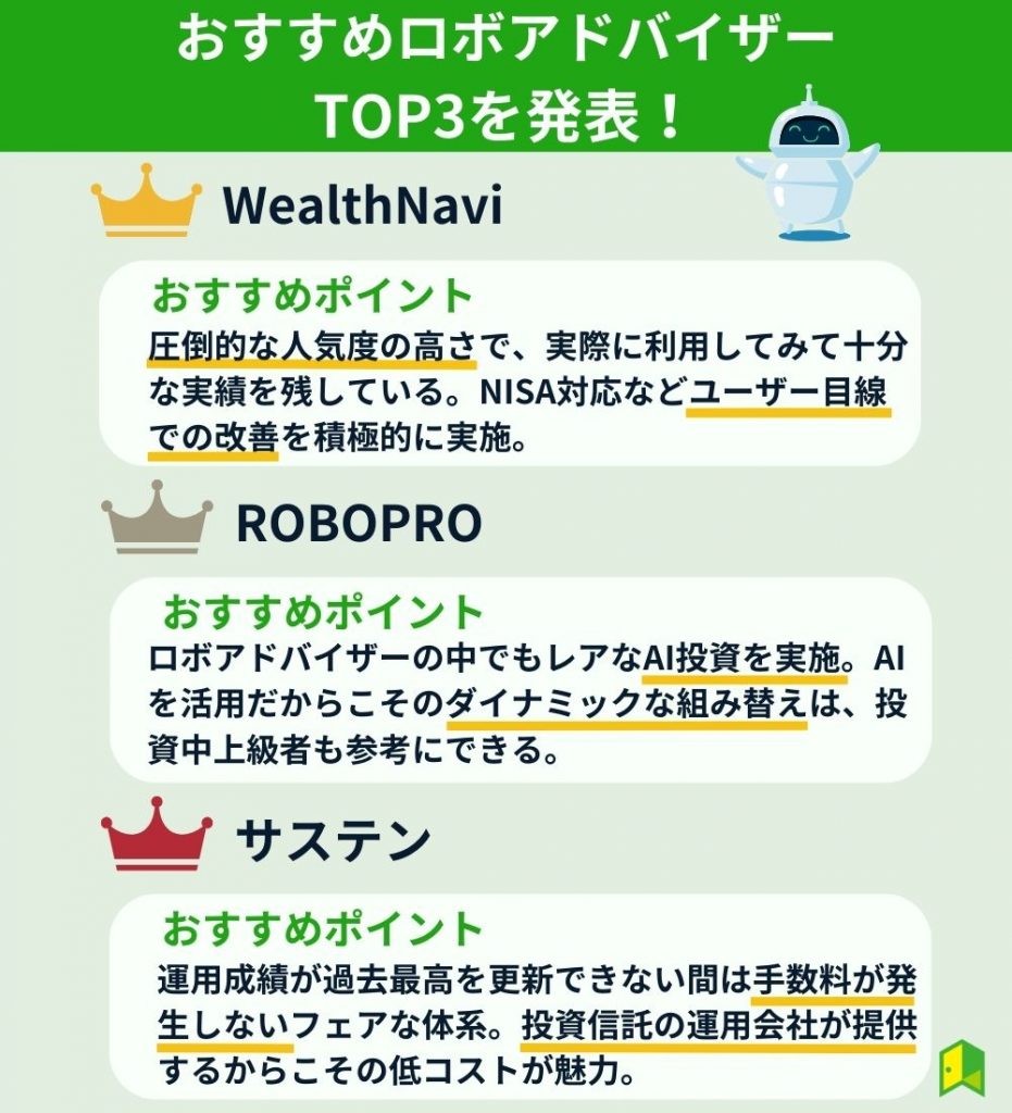 ロボアドバイザーおすすめTOP3