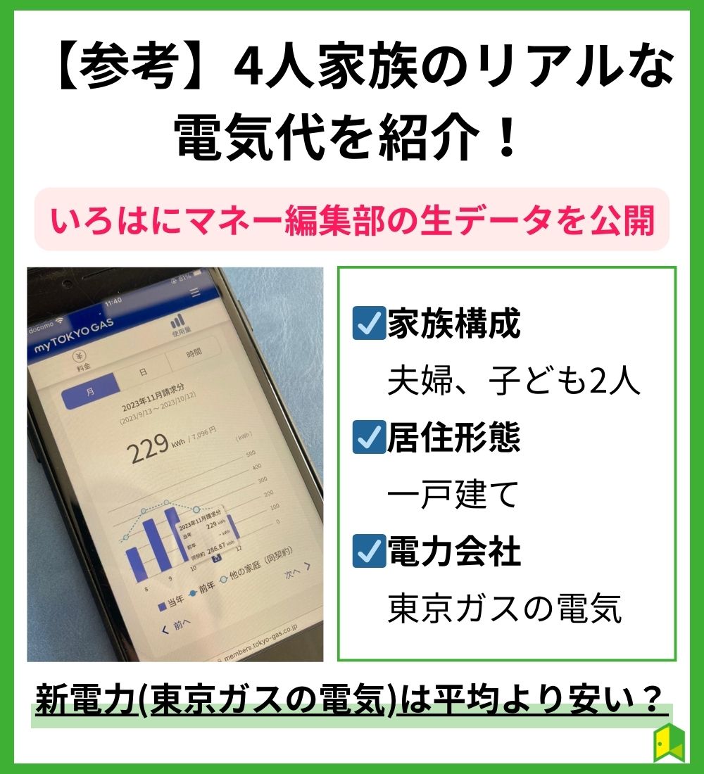 【参考】4人家族のリアルな電気代を紹介！