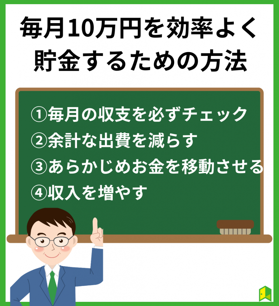 毎月10万円を効率よく貯金するための方法