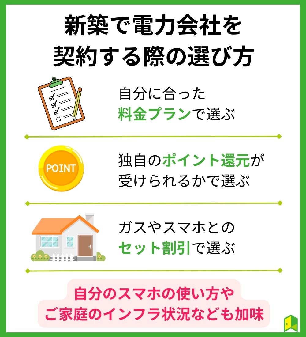 新築で電力会社を契約する際の選び方