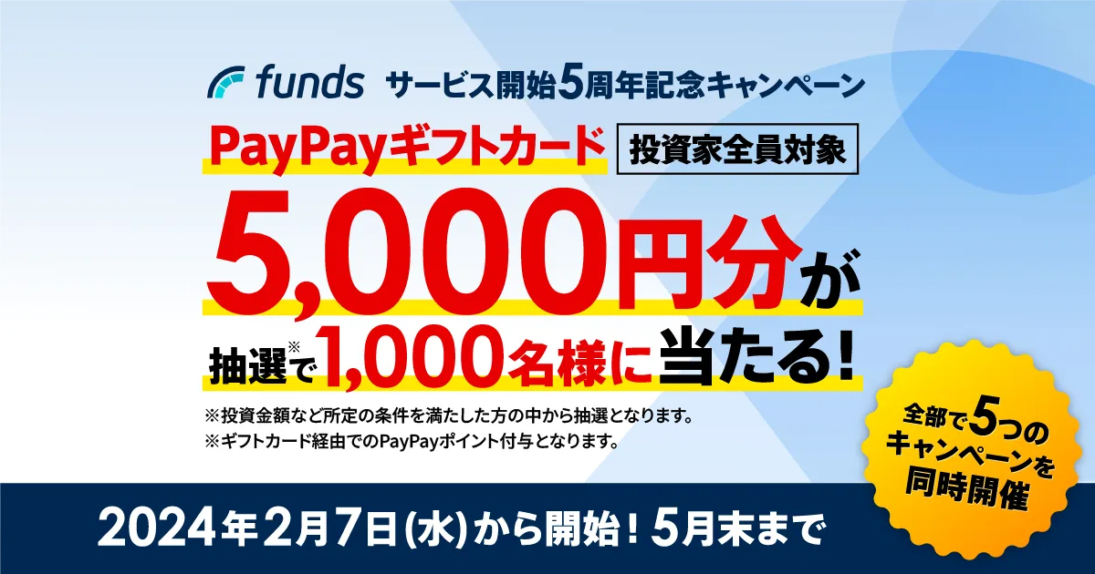 PayPayギフトカード5000円分、抽選で1,000名様にプレゼント
