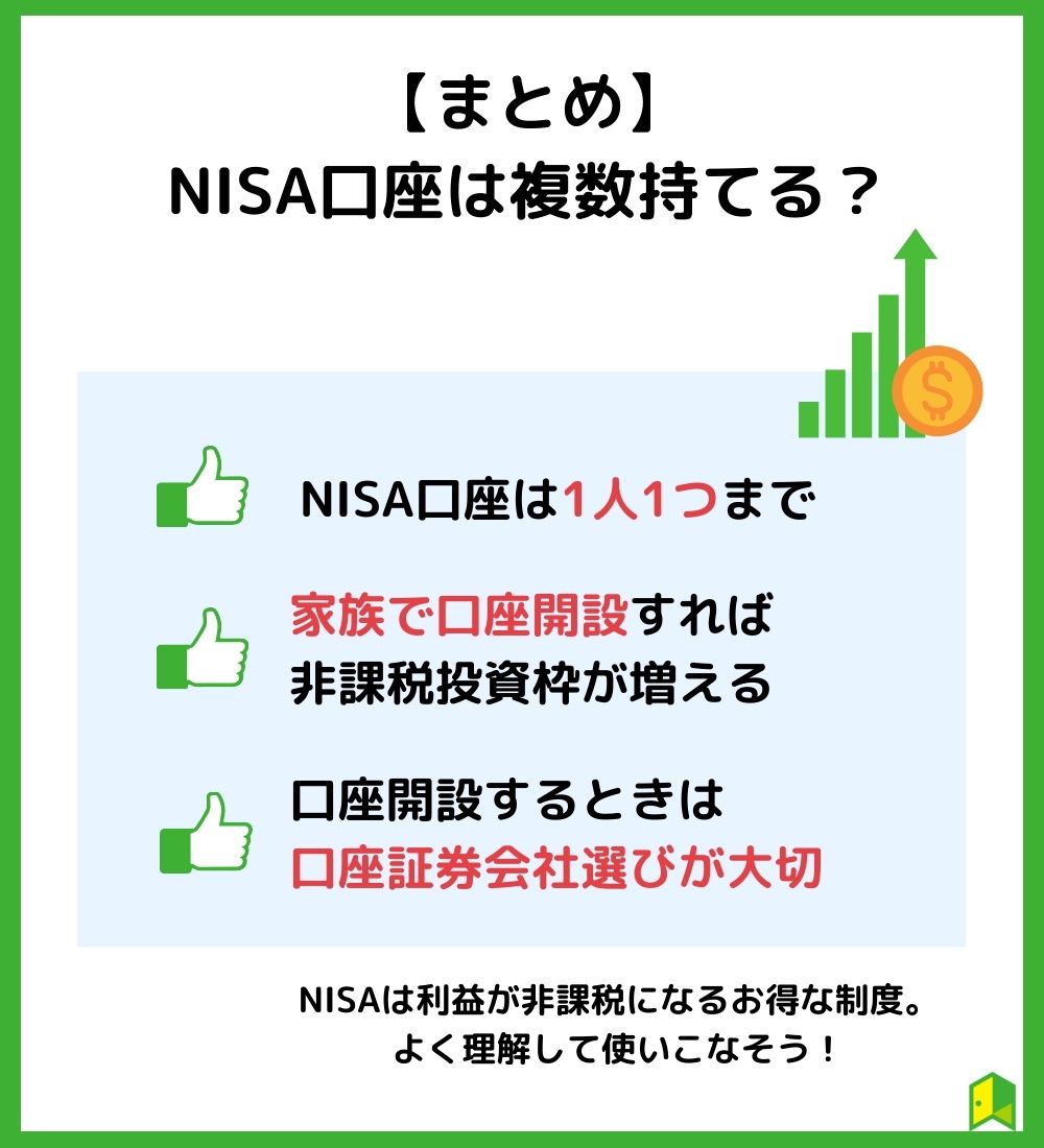 NISA口座は複数持てるかについてのまとめ