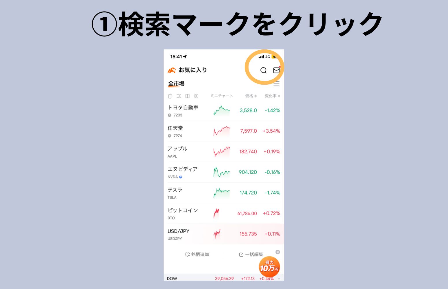 moo moo でARKKの銘柄を見る手順1